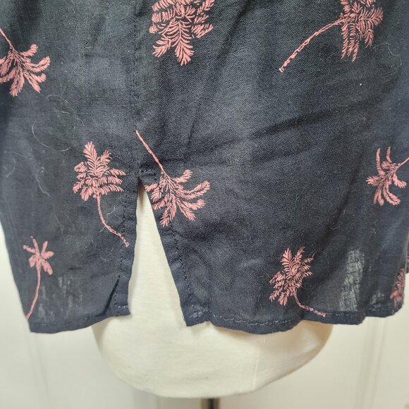 Express Palm Tree Print Linen Shirt NWT XS Black Vacation Resort Button Up Top - Picture 8 of 11